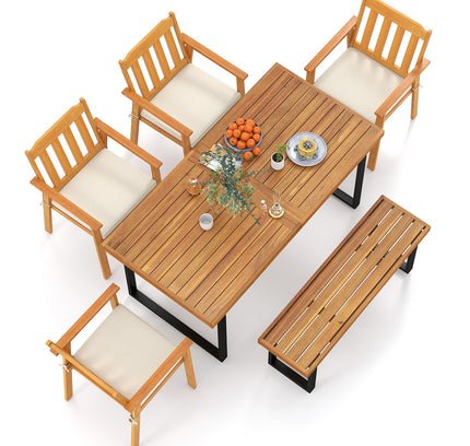 6-Piece Patio Dining Table Set 63" Rectangle Table