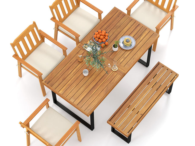 6-Piece Patio Dining Table Set 63" Rectangle Table