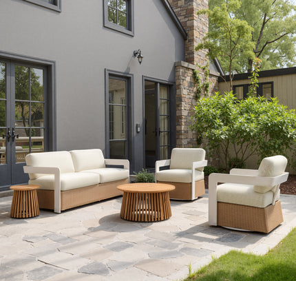 Gelo Swivel Chair White & Brown