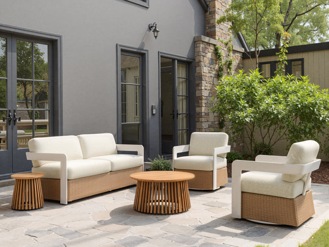 Gelo Swivel Chair White & Brown