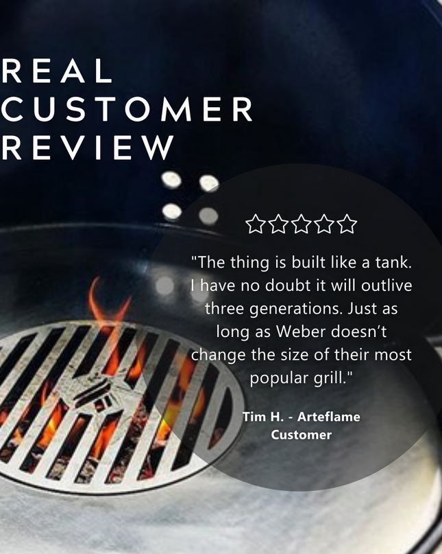 Arteflame Two-Piece Flat-Top Insert — Fits Weber® Kettle Charcoal Grills (Griddle Ring + Center Grill Grate)