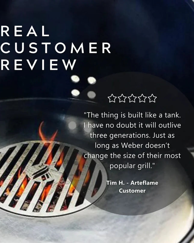 Arteflame 18″ Two-Piece Flat-Top Kit — Fits Weber® Kettle Charcoal Grills (Griddle Ring + Center Grill Grate)