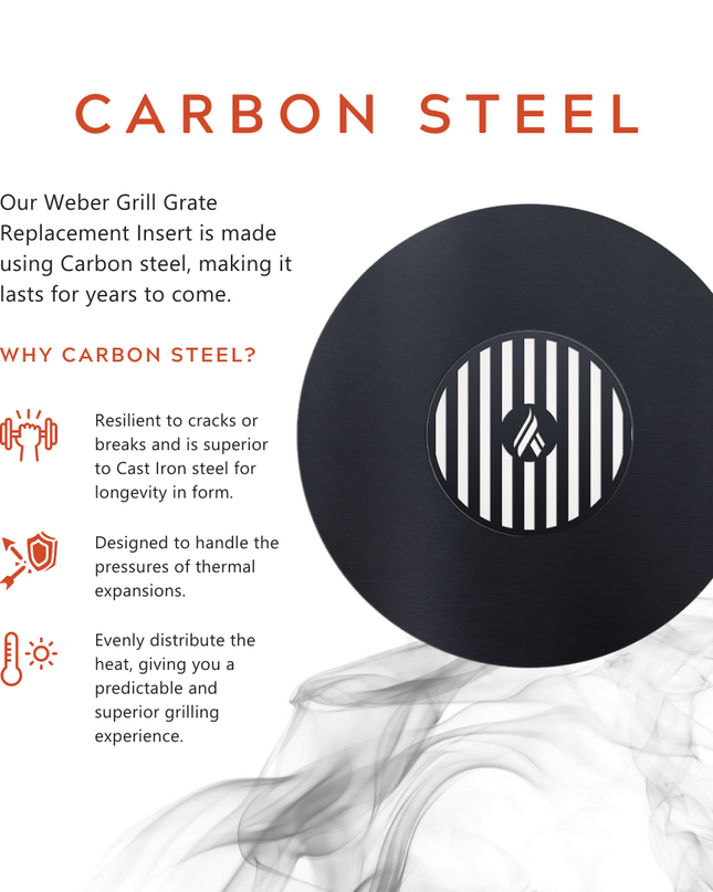 Arteflame Two-Piece Flat-Top Insert — Fits Weber® Kettle Charcoal Grills (Griddle Ring + Center Grill Grate)