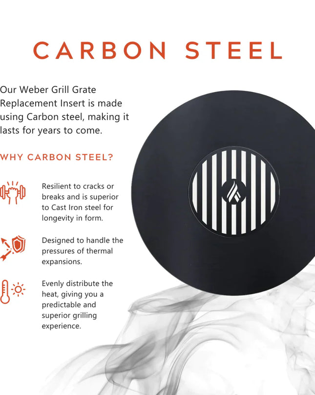 Arteflame 18″ Two-Piece Flat-Top Kit — Fits Weber® Kettle Charcoal Grills (Griddle Ring + Center Grill Grate)